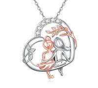 Collier pour sœurs « Always My Sister Forever My Friend » en argent sterling 925 avec pendentif en forme de cœur, medium, Argent sterling, Zircone cubique