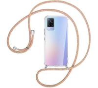 Collier pour Vivo V21 5G Coque Transparent Silicone Housse avec Cordon de Collier Necklace Lanyard Case Étui de Téléphone avec Cordon Collier Coque pour Vivo V21 5G Cover,Arc en Ciel
