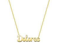 Collier Prénom en Acier Inoxydable - Pendentif Nom Personnalisé Argent ou Or - Collier Femme - Cadeaux Personnalisés pour Femme (Dolores-Doré)
