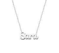 Collier Prénom en Acier Inoxydable - Pendentif Nom Personnalisé Argent ou Or - Collier Femme - Cadeaux Personnalisés pour Femme (Sara-Argenté)