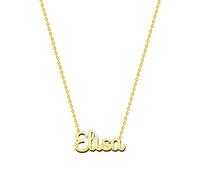 Collier Prénom en Acier Inoxydable - Pendentif Nom Personnalisé Argent ou Or - Collier Femme - Cadeaux Personnalisés pour Femme (Elisa-Doré)