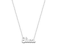 Collier Prénom en Acier Inoxydable - Pendentif Nom Personnalisé Argent ou Or - Collier Femme - Cadeaux Personnalisés pour Femme (Elisa-Argenté)