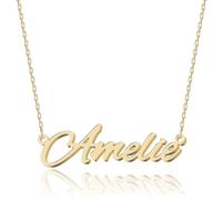 Collier Prénom Personnalisé Amelie - Pendentif en Or Gravé sur Mesure en Acier Inoxydable pour Femmes - Cadeau Unique pour Anniversaires,Diplômes et la Saint-Valentin - Bijou Personnalisable