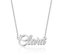 Collier Prénom Personnalisé en Acier Inoxydable Clara - Pendentif Gravé sur Mesure pour Femmes - Cadeau d'Anniversaire, d'Anniversaire, de Diplôme, de la Saint-Valentin - Bijou Personnalisable