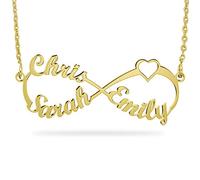 Collier Prenom Personnalisé Infini- Collier Argent 925 Femme- Collier De Nom De Famille avec 3 Noms-Cadeau personnalisé