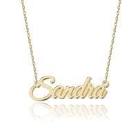Collier Prénom Personnalisé Sandra - Pendentif en Or Gravé sur Mesure en Acier Inoxydable pour Femmes - Cadeau Unique pour Anniversaires, Diplômes et la Saint-Valentin - Bijou Personnalisable