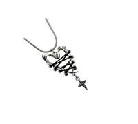 Collier punk gothique avec cordon noir et pendentif cœur étoile pour femme alternative