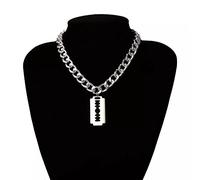 Collier Punk Hip Hop Lames De Rasoir en Forme De Pendentif Collier Hommes Argent Couleur Minimaliste Cubain Épais Colliers Bijoux