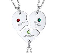 Collier Puzzle Personnalise 3 Prenoms des Enfant Cadeau Maman Fetes des Meres Pendentif d Amitie Separe Gravure Personnalisable Bff Meilleur Amie Soeur Copine Famille Genealogique Chaine Rolo 50 cm