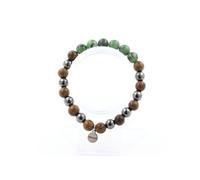 Pierres et Minéraux. Bracelet Perles Epidote d'Australie + Hématite + bois 8 mm. Fabriqué en France.