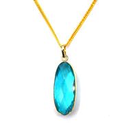 Collier quartz apatite, pendentif bleu, collier pendentif bleu océan