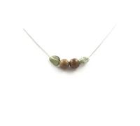 Collier de quartz rutile vert du Brésil + perles en bois de 8 mm