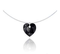 Collier Ras-de-cou Invisible - Petit Coeur Noir - Argent 925 (anti-allergique)