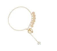 Collier ras de cou superposé en forme de cœur et de pièces de monnaie, bijoux en alliage, collier de en métal doré, pour tenues tendance, lien géométrique, bijoux de tous les jours