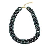 Collier ras du cou à gros maillons en acrylique vert et bleu, taille unique, Plastique, Agate