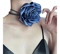 Collier ras du cou à longue sangle tendance avec grande fleur de rose, collier ras du cou chaîne tempérament longue sangle grande fleur ras du cou ruban pour femme, taille unique, Comme décrit, Comme