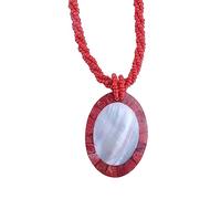 Collier ras du cou à plusieurs rangées de perles de rocaille rouges avec pendentif en coquillage, collier ras du cou torsadé multiple pour femme, bijoux d'été de plage, Acrylique, Pas de gemme