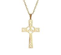 Collier ras du cou ajouré avec nœud celtique en forme de cœur, croix religieuse, chrétienne, catholique, cadeau de Noël, d'anniversaire, cadeau pour femme et fille, taille unique, Métal, Pas de gemme