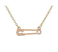 Collier ras du cou avec épingle à nourrice doré et argenté pour femme avec pendentif en forme d'épingle à nourrice en oxyde de zirconium, Length: 45-50 cm, Width: 3 cm