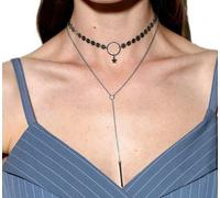Collier ras du cou avec étoile, argent/doré, deux pièces