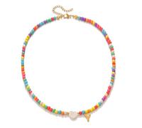 Collier ras du cou avec initiale en or 14 carats plaqué or 14 carats - Collier ras du cou délicat et coloré - Fait à la main - Pendentif en forme de lettre de l'alphabet - Pierres précieuses