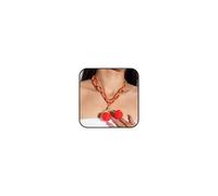 Collier ras du cou avec pendentif en forme de cerise pour femme - Rouge et noir - Perles acryliques 3D - Accessoires tendance, Large, Métal, Pas de gemme