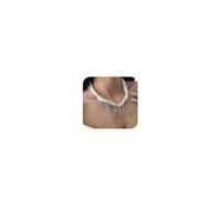 Collier ras du cou avec pendentif en forme de croix en perles pour femme, collier ras du cou en forme de cœur ajouré, accessoire de bijoux tendance pour la plage, les mariages, les fêtes, Large, Acier