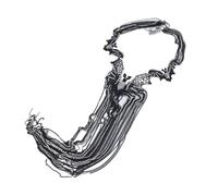 Collier ras du cou avec pendentif géométrique en forme de chauve-souris avec glands, chaîne à clavicule en alliage multicouche, pièce de déclaration en couches faite à la main, One Size, acétate, Pas