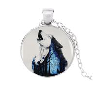 Collier ras du cou avec pendentif illusion de loup rond pour femme, nan