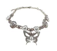Collier ras du cou avec pendentif papillon scintillant Camélias Fleur Cœur Préal Clavicule Chaîne Géométrique Collier pour femme Cœur Perle Clavicule Chaîne, taille unique, Comme décrit, Comme décrit.