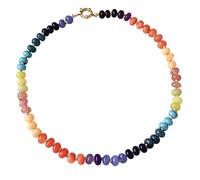 Collier ras-du-cou avec perles dégradées arc-en-ciel, pierre naturelle et acier titane, collier coloré tendance pour femme, 43 cm, fait à la main, pour un usage quotidien et superposition
