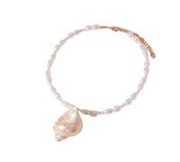 Collier ras du cou bohème en perles de plage avec pendentif en coquillage naturel, bijoux de fausses perles baroques pour femmes vacances d'été, one size, PLA, Pas de gemme