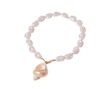 Collier ras du cou bohème en perles de plage avec pendentif en coquillage naturel, bijoux de fausses perles baroques pour femmes vacances d'été, one size, PLA, Pas de gemme