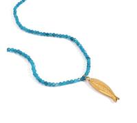 Collier ras du cou bohème en perles et cristal bleu réglable avec pendentif sardine doré pour femme, Large, Cuivre, Pas de gemme