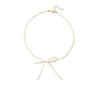 Collier ras du cou de style vintage avec nœud en perles uniques pour femmes élégantes et à la mode, Size 455cm/17.721.97inch, Perles de riz + perles d'imitation en plastique