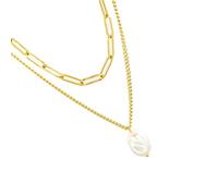 Collier ras du cou en acier à double rangée de perles synthétiques - Longueur réglable - Bijou délicat pour femme