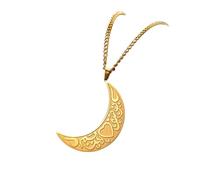 Collier ras du cou en acier inoxydable avec pendentif croissant de lune islam pour homme et femme