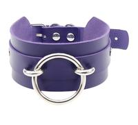 Collier ras du cou en cuir synthétique avec anneaux toriques - Accessoire de mode pour la danse de rue et l'amélioration des styles, One Size, Comme décrit, Produit conforme à la description.