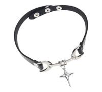 Collier ras du cou en cuir synthétique avec croix d'inspiration religieuse - Confortable à porter au quotidien - Collier ras du cou en cuir synthétique, One Size, Comme décrit, Comme décrit.