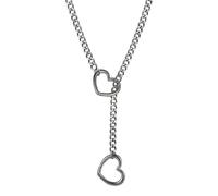 Collier ras du cou en forme de cœur - Collier gothique en forme de cœur | Colliers en forme de cœur pour femme, collier ras du cou en forme de Y | Collier à chaîne cubaine en acier titane, Refer to