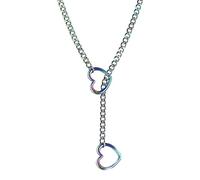 Collier ras du cou en forme de cœur - Collier gothique en forme de cœur | Colliers en forme de cœur pour femme, collier ras du cou en forme de Y | Collier à chaîne cubaine en acier titane, Refer to