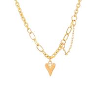 Collier ras du cou en forme de Y avec pendentif en forme de cœur doré pour femme, Zinc, Pas de gemme