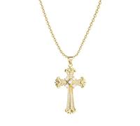 Collier ras du cou en or avec croix chrétienne, catholique, cadeau de Noël, d'anniversaire, cadeau pour femme, fille, sœur, nièce, grand-mère, petite-fille, taille unique, Métal, Pas de gemme