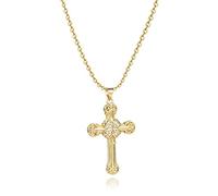 Collier ras du cou en or avec croix chrétienne, catholique, cadeau de Noël, d'anniversaire, cadeau pour femme, fille, sœur, nièce, grand-mère, petite-fille, taille unique, Métal, Pas de gemme