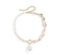 Collier ras du cou en perles de coquillages naturels - Collier d'été hawaïen - Collier de plage bohème pour femme 2024, Métal, Pas de pierre précieuse