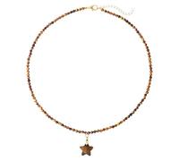 Collier Ras Du Cou En Perles De Pierres Précieuses, Pendentif Étoile À Facettes En Pierre Naturelle, Pour Femmes Et Hommes, 3 Mm De Cristaux, Bijou De Plage, Cadeau Avec Pochette, Œil De Tigre