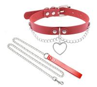 Collier ras du cou en polyuréthane souple avec chaînes pour chat, animal domestique, cosplay, fantaisie, cadeau, réglable, 28 à 40,6 cm (rouge)