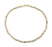 Collier Ras Du Cou Flexible Et Plat En Or Jaune 14K Et Rose, Recouvert D'Argent Sterling 5Mm, Torsadé En Tons, Tressé En Forme De Serpent Magique Pour Les Femmes, Fabriqué En Italie, 18 Pouces