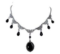 Collier ras du cou gothique chauve-souris punk ovale en cristal Camée Collier vintage Vampire Pendentif Collier Halloween sorcière Bijoux Cosplay Accessoires de fête pour femme, Large, Métal, Pas de