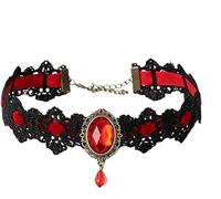 Collier Ras Du Cou Gothique En Dentelle Avec Pierres Précieuses En Cristal Vintage Pour Femme Collier En Dentelle Noire Gothique Fait À La Main Pour Halloween, Fête Costumée Punk, Tour De Cou Va